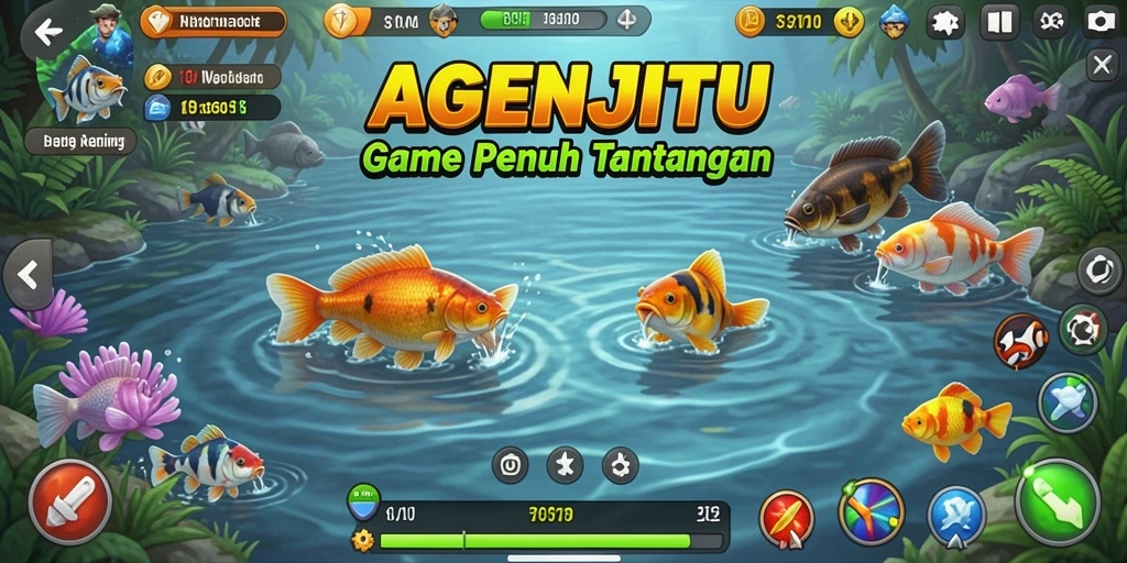Tampilan gameplay seru saat memancing di AGENJITU.