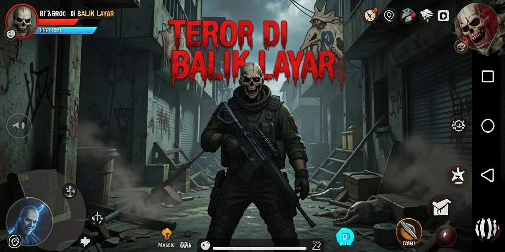Tangkapan layar D73 menampilkan suasana mencekam dalam gameplay Horror.