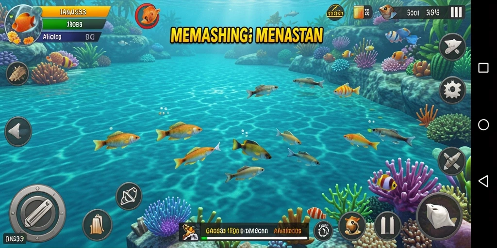 Tangkapan layar menunjukkan gameplay memancing yang seru dan menantang di GANAS33.