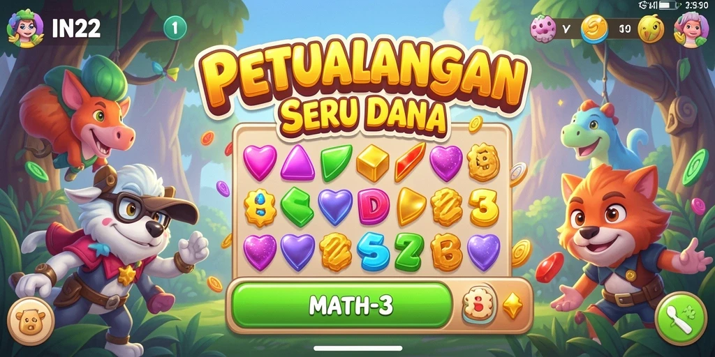Tangkapan layar IN22 yang menunjukkan gameplay Match-3 yang seru.