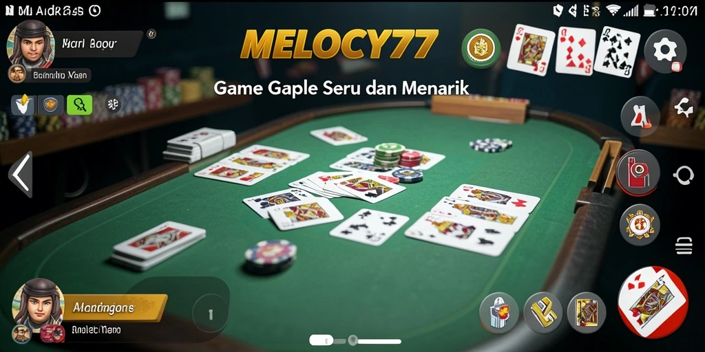 Gameplay MELODY77 yang menarik dengan suasana Gaple yang seru.