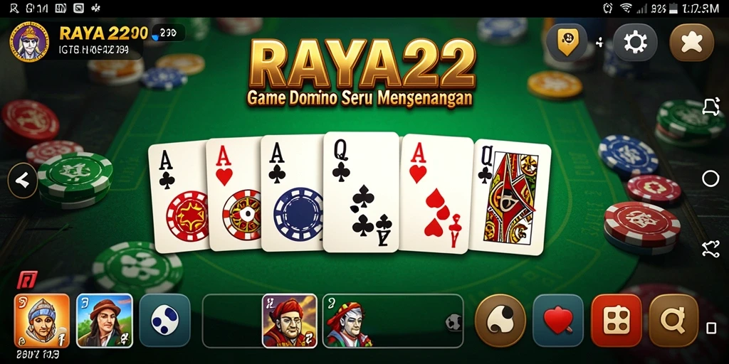 Tampilan gameplay seru di RAYA22 dengan kartu Domino.