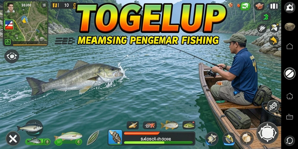 Tampilan gameplay seru TOGELUP dengan aksi memancing yang mendebarkan.